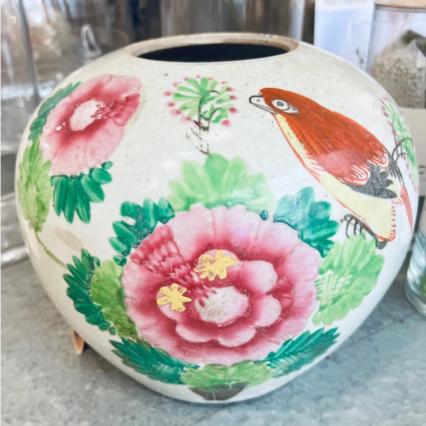 Antique Asian Floral Vase