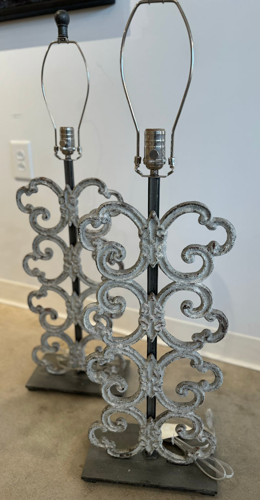 Pair French Metal Table Lamps