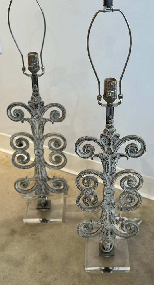 Pair French Metal Table Lamps