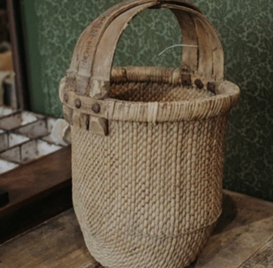 Antique Asian Gathering Basket